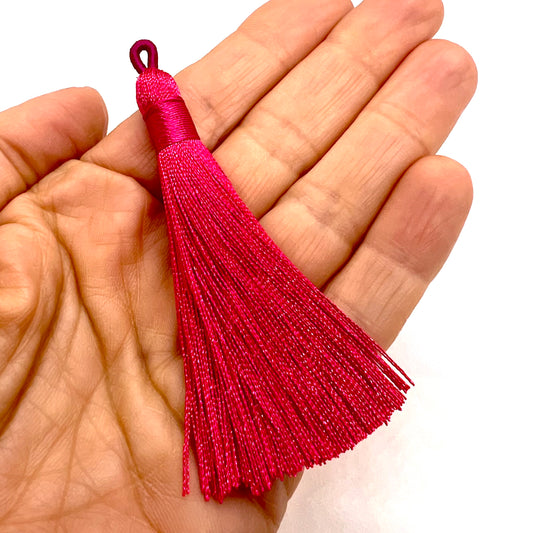 Long 8cm Satin Tassel - Cerise Pink