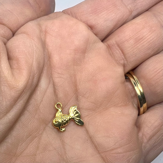 Raw Brass Mini Goldfish Charms 10x8mm - Per Piece