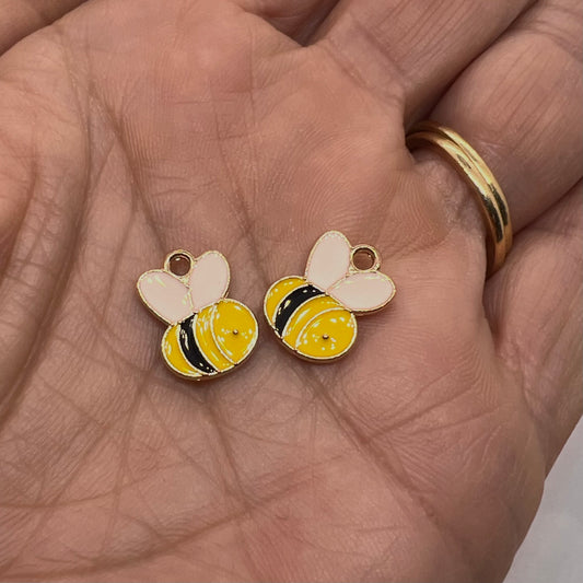 Gold Plated Enamel Bumble Bee Charm 14x11mm - Pack of 2