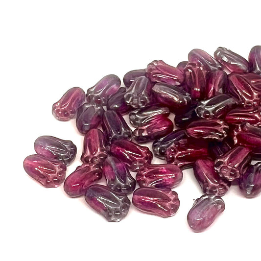 12x8mm Vintage Tulip Bead – Violet Dusk – Pack of 10