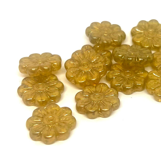18mm Vintage Daisy Bead – Light Topaz Shimmer – Per Piece