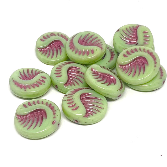 19mm Vintage Fossil Bead – Celadon Green – Per Piece