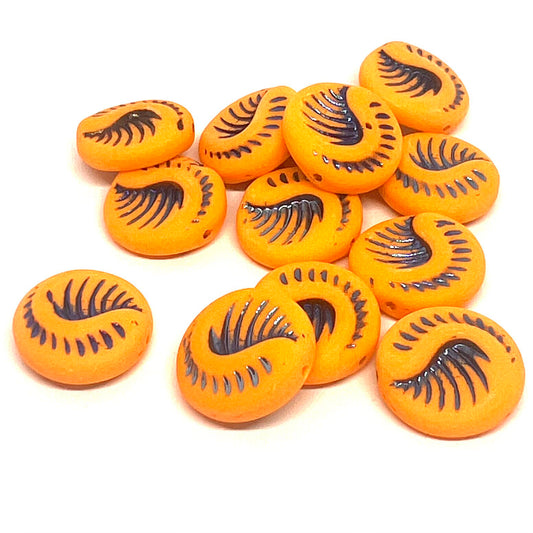 19mm Vintage Fossil Bead – Satsuma Orange – Per Piece