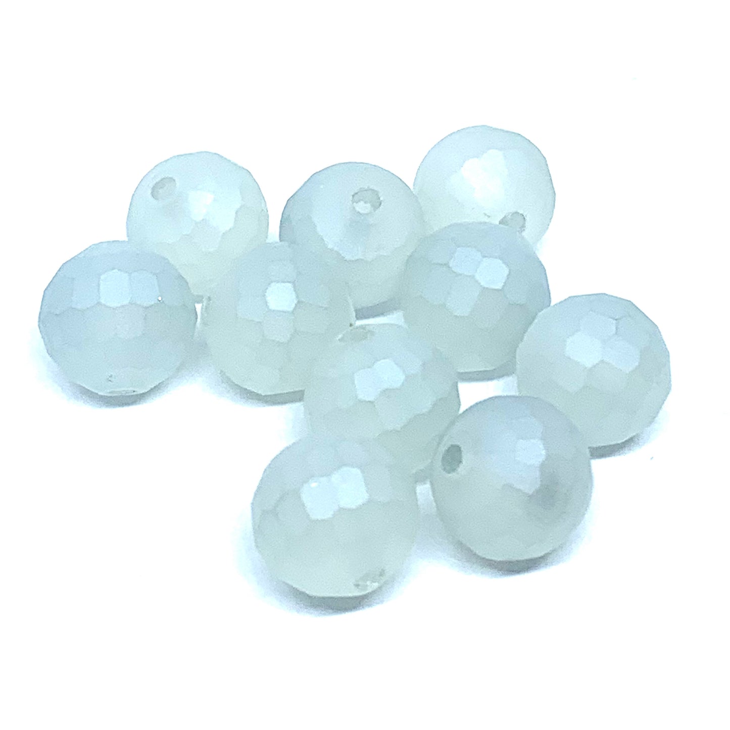 10mm Frosty Grey Faceted Round Glass Beads - Pack of 10