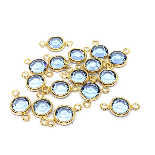 Gold Plated Preciosa Birthstone Channel Link – 6mm – Light Sapphire (July Birthstone)