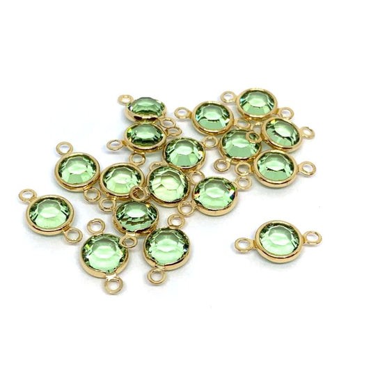 Gold Plated Preciosa Birthstone Channel Link - 6mm - Peridot (August Birthstone)