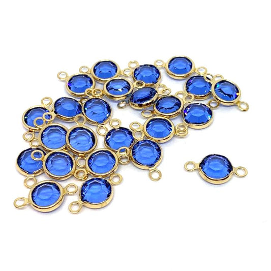 Gold Plated Preciosa Birthstone Channel Link - 6mm - Sapphire (September Birthstone)