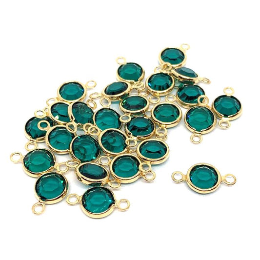 Gold Plated Preciosa Birthstone Channel Link - 6mm - Emerald (May Birthstone)