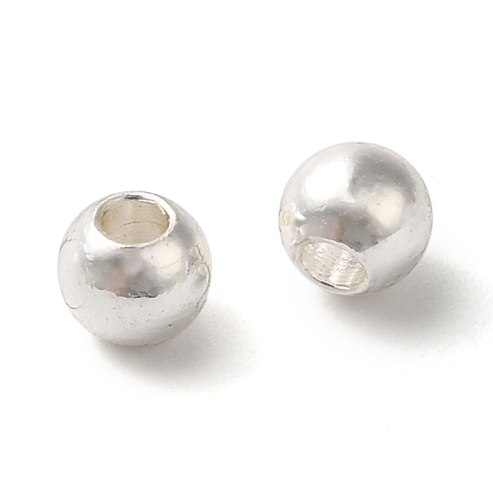 3mm Silver Plated Round Spacer Beads – Bag of 50 - Premium