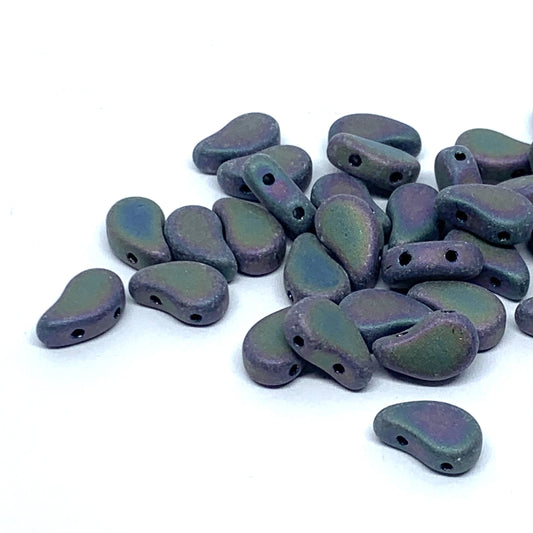 Paisley Duo Beads 8x5mm – 10g – Jet Red Iris Matte