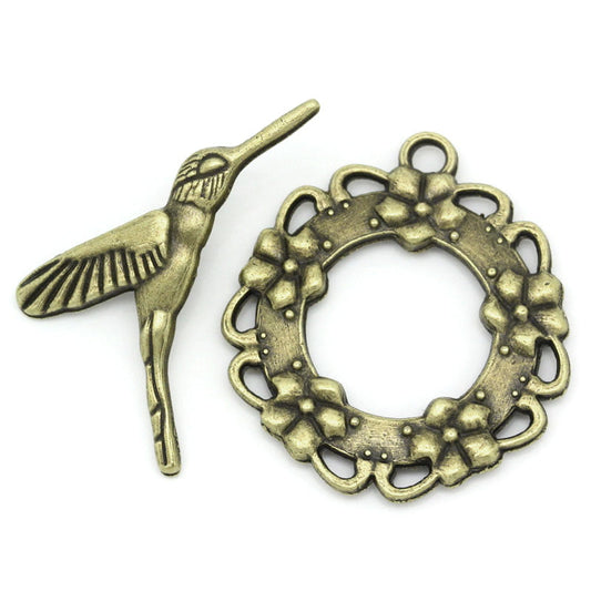 Antique Brass Hummingbird Toggle 29x18mm