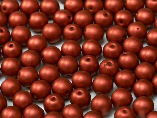 6mm Czech Round Glass Pearl - Bag of 50 – 01790 – Lava Red