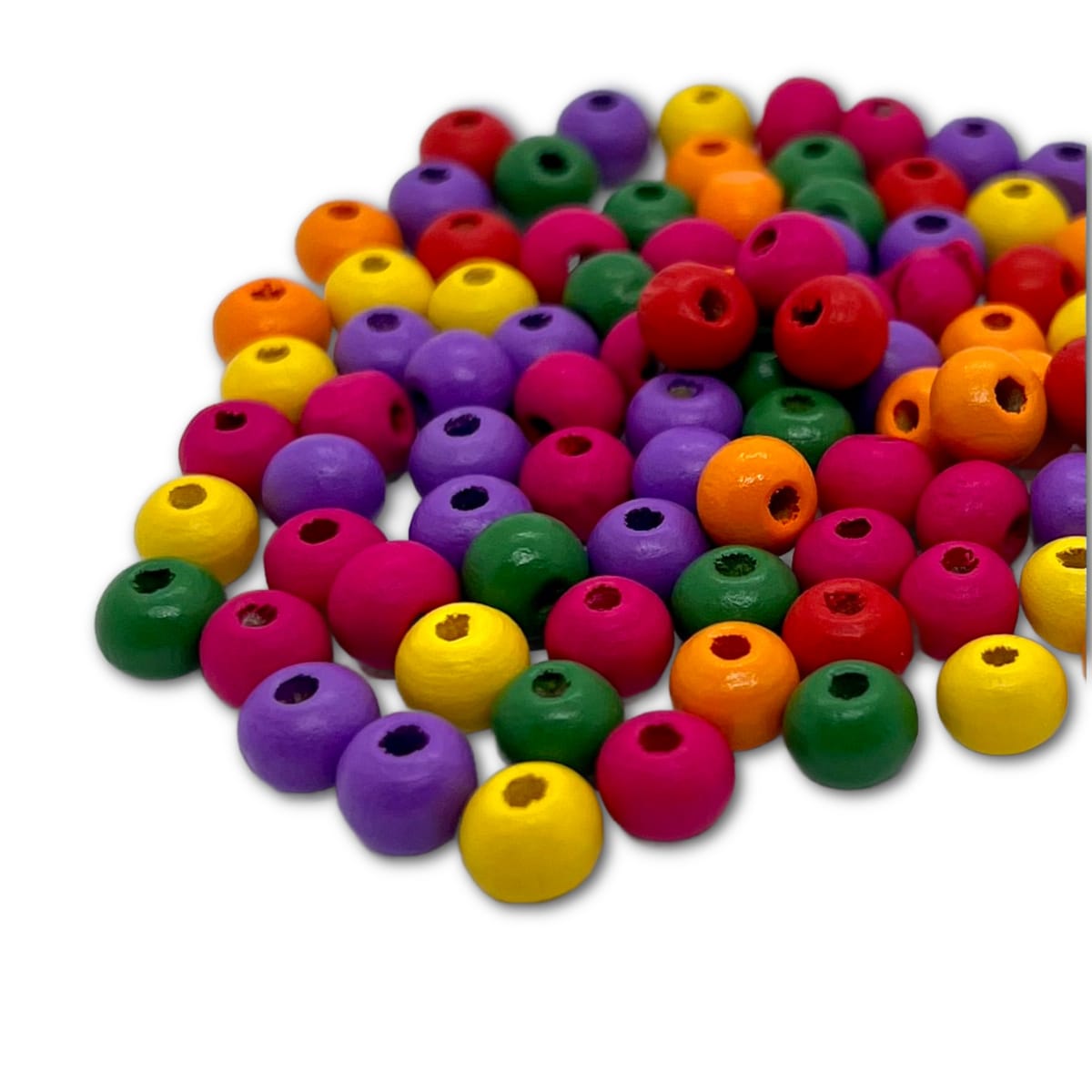 6-7mm Bright Coloured Wooden Beads - Pack of 100
