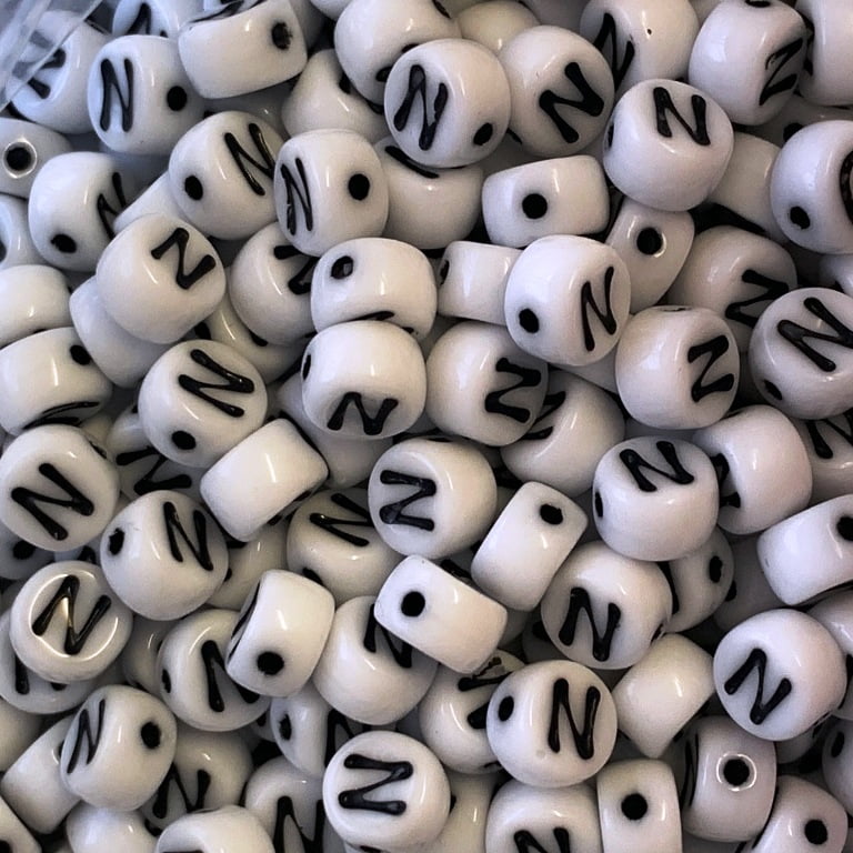 Czech Glass Alphabet Bead - N