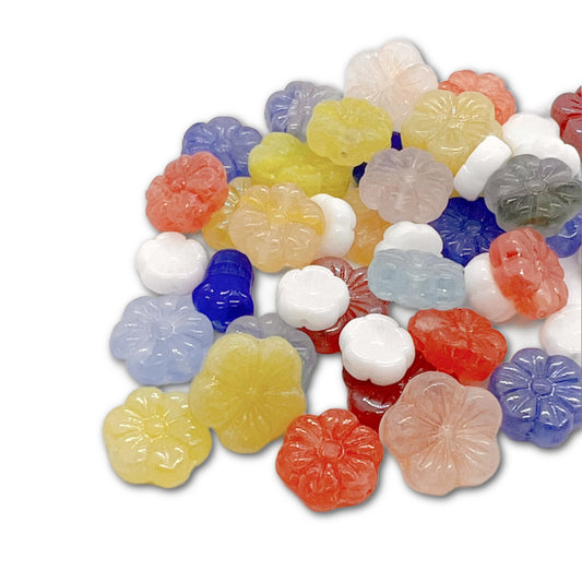 Preciosa Pressed Glass Flower Mix - Approx 50g