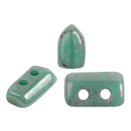 Piros Par Puca 5x3x2mm - 5g - Opaque Green Turquoise Red Terracotta