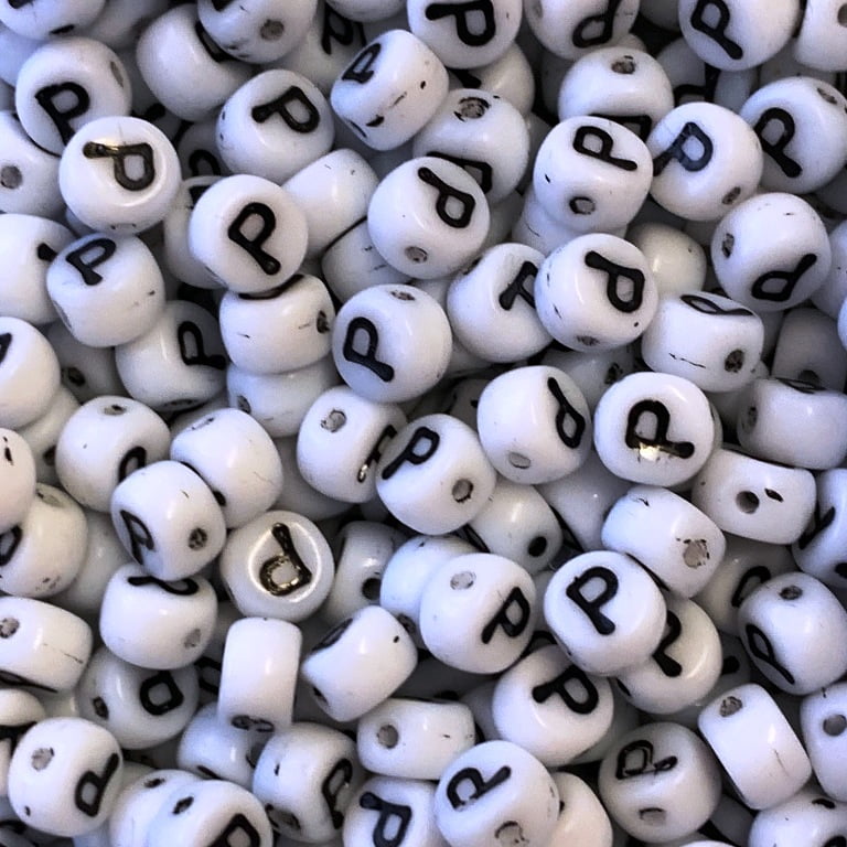 Czech Glass Alphabet Bead - P