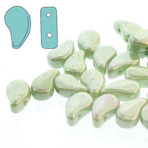 Paisley Duo Beads 8x5mm – 10g – Chalk Light Green Luster
