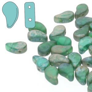 Paisley Duo Beads 8x5mm – 10g – Emerald Matte Rembrandt