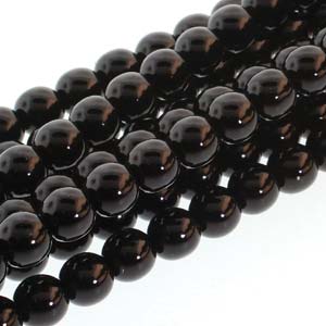 10mm Czech Round Glass Pearl Strand of 20 – 23599 – Mystic Black