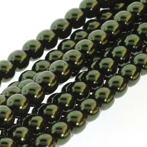 10mm Czech Round Glass Pearl Strand of 20 – 70058 – Hunter Green