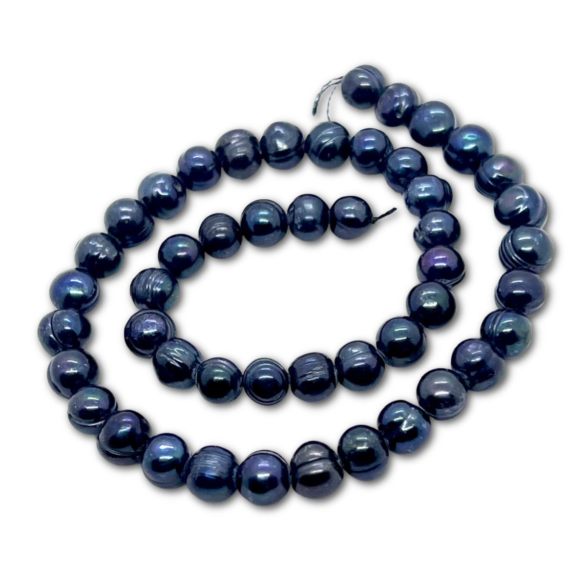 7-8mm Peacock Blue Potato Pearl Strand - Approx 45 Pearls