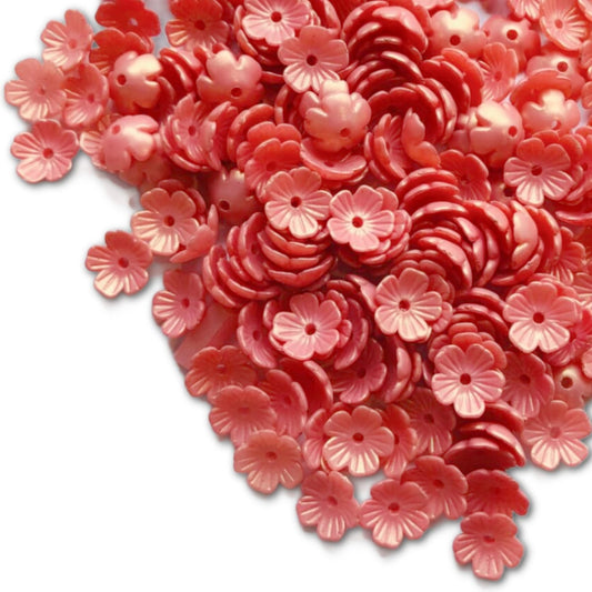 10mm Acrylic Flower Beads - Pack of 10 - Dk Pink