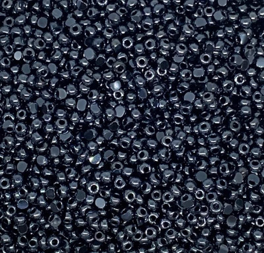 11/0 Preciosa Faceted Seed Beads - 10g Bag - Hematite
