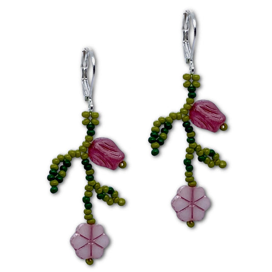 Rosebud Earring Pattern - Instant Download or Printed Copy