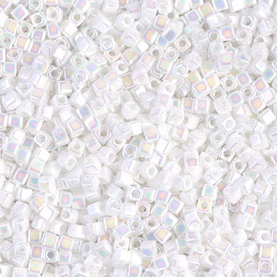 Miyuki 1.8mm Cube Beads - 5g Bag - White Pearl AB