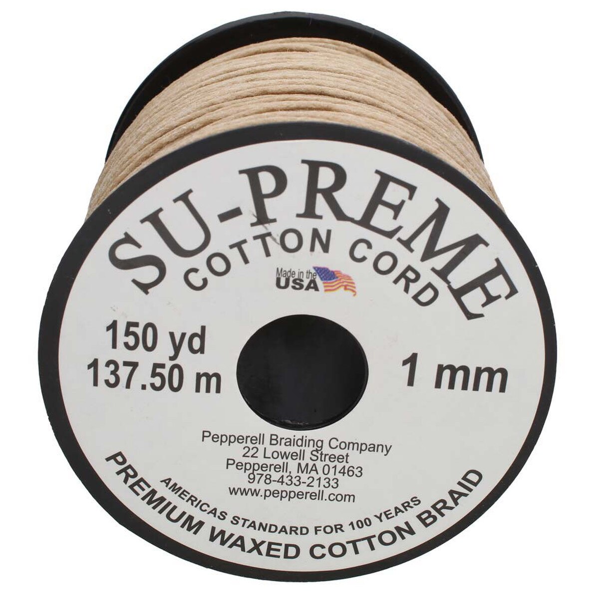 Tony’s Supreme Natural 1mm Waxed Cotton Cord – 150 Yard Reel
