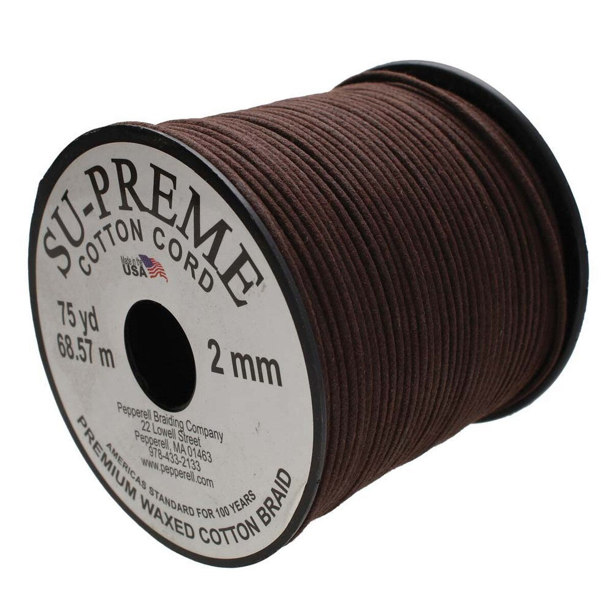 Tony's Brown 2mm Waxed Cotton Cord – Per Meter