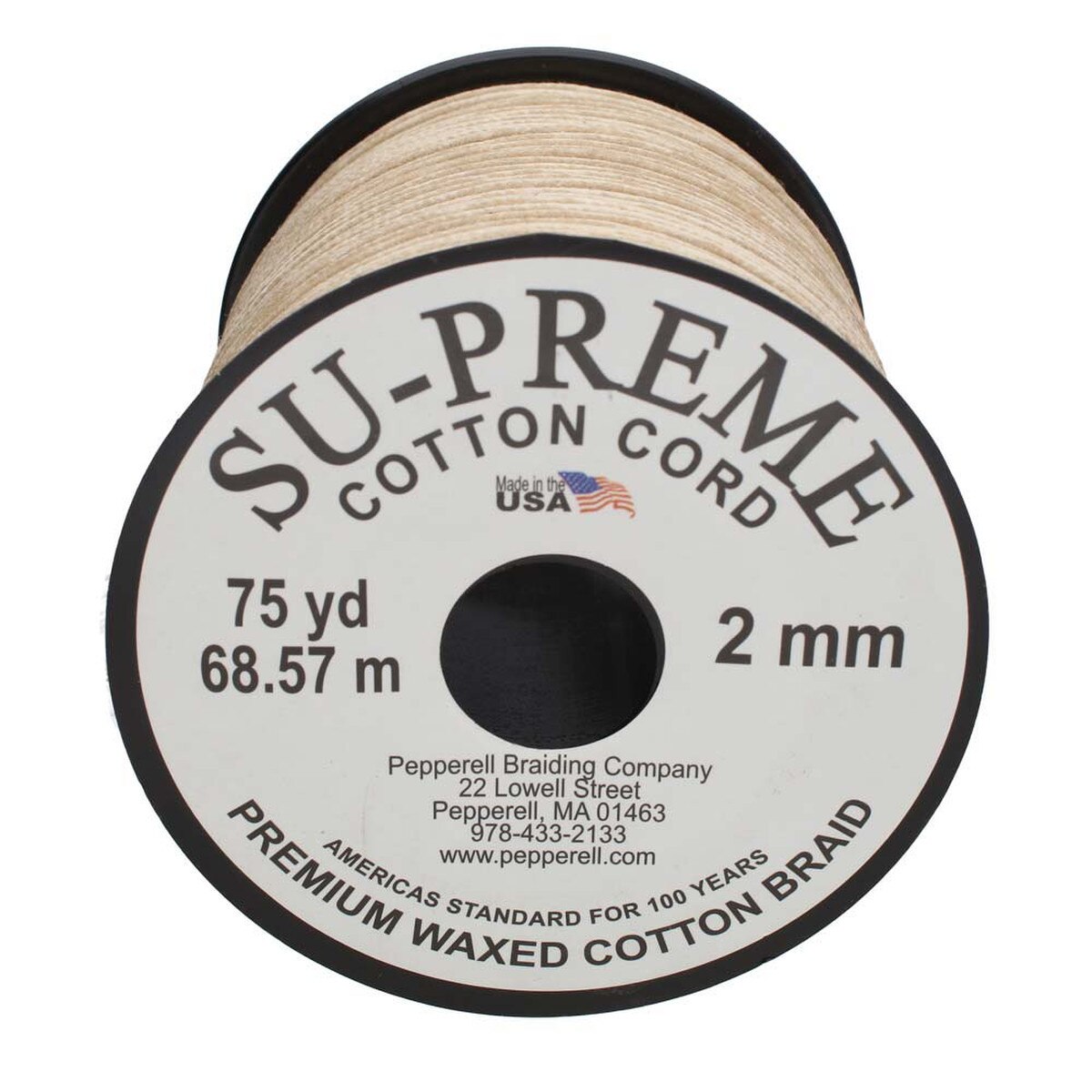 Tony’s Natural 2mm Waxed Cotton Cord – 75 Yard Reel