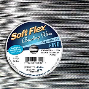 Soft Flex Beading Wire - Satin Silver - 30ft Spool - 10lb Break Strength - Knottable!