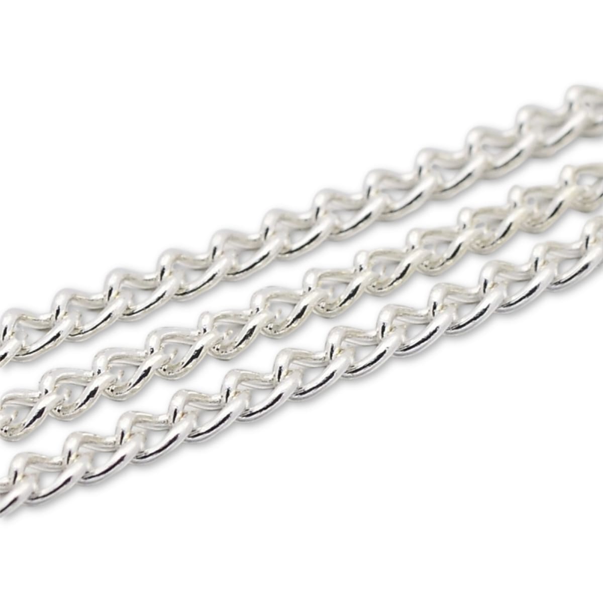 Silver Plated Curb Chain – Medium (3x2.2mm) – 1 meter