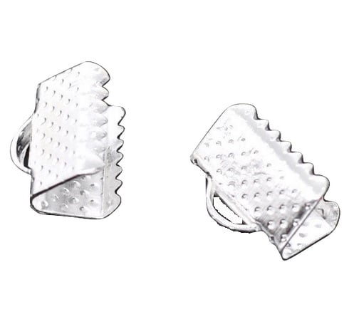 Silver Plated Ribbon Clamp 10x8mm – Pack of 2
