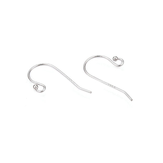 Rhodium Plated Sterling Silver Earring Hooks - Pack of 2
