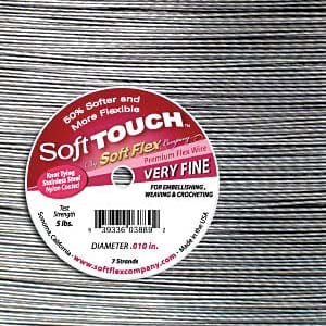 Soft Touch by Soft Flex Beading Wire - Satin Silver - 30ft Spool - 5lb Break Strength - Very Fine - Knottable!