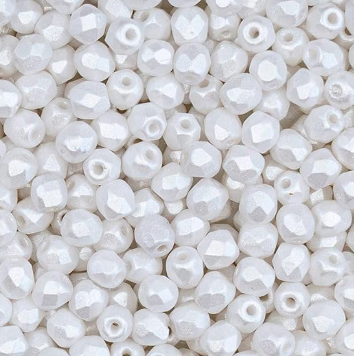 4mm Czech Fire Polish – 02010/29571 – Pastel Matte White x 100