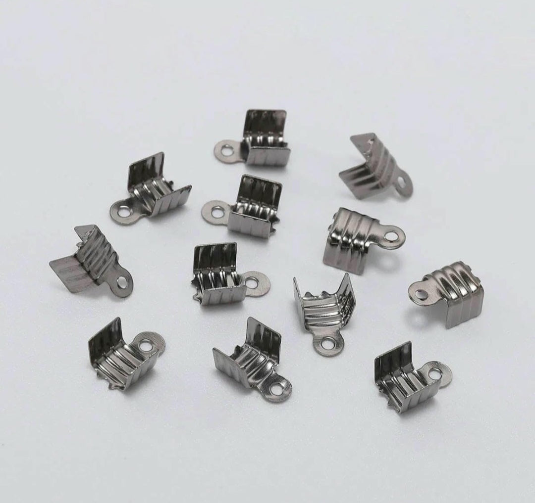 Gunmetal Fold Over Cord Ends 6x3mm - Pack of 20