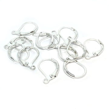 Silver Plated Oval Leverback Earring Findings x 5 pairs