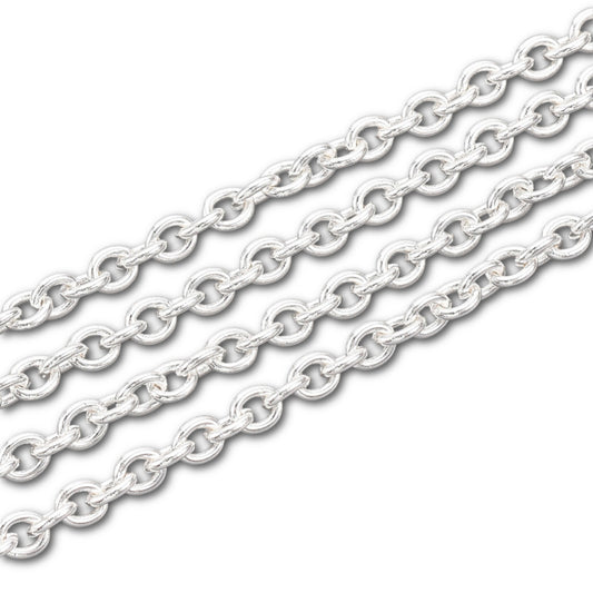 Silver Plated Cable Chain 4x3mm - 1 Meter