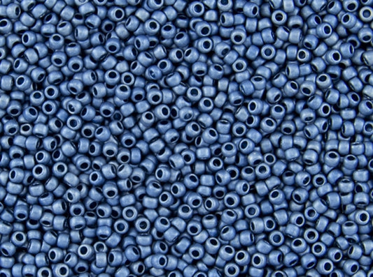 11/0 Toho Seed Beads - 10g Bag – Higher Metallic Frosted Mediterranean Blue - Colour 511F