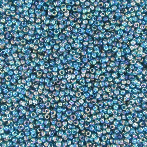 11/0 Toho Seed Beads - 10g Bag β Transparent Rainbow Teal