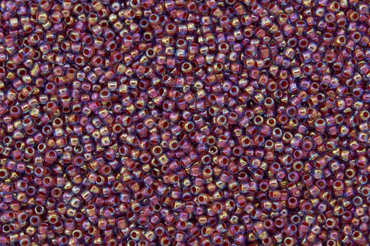 11/0 Toho Seed Beads - 10g Bag β Hyacinth Orange Lined Alexandrite Rainbow