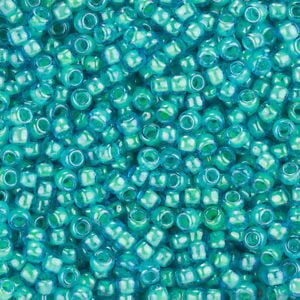 11/0 Toho Seed Beads - 10g Bag β Inside Colour Lined - Aqua/Lt Jonquil Lined
