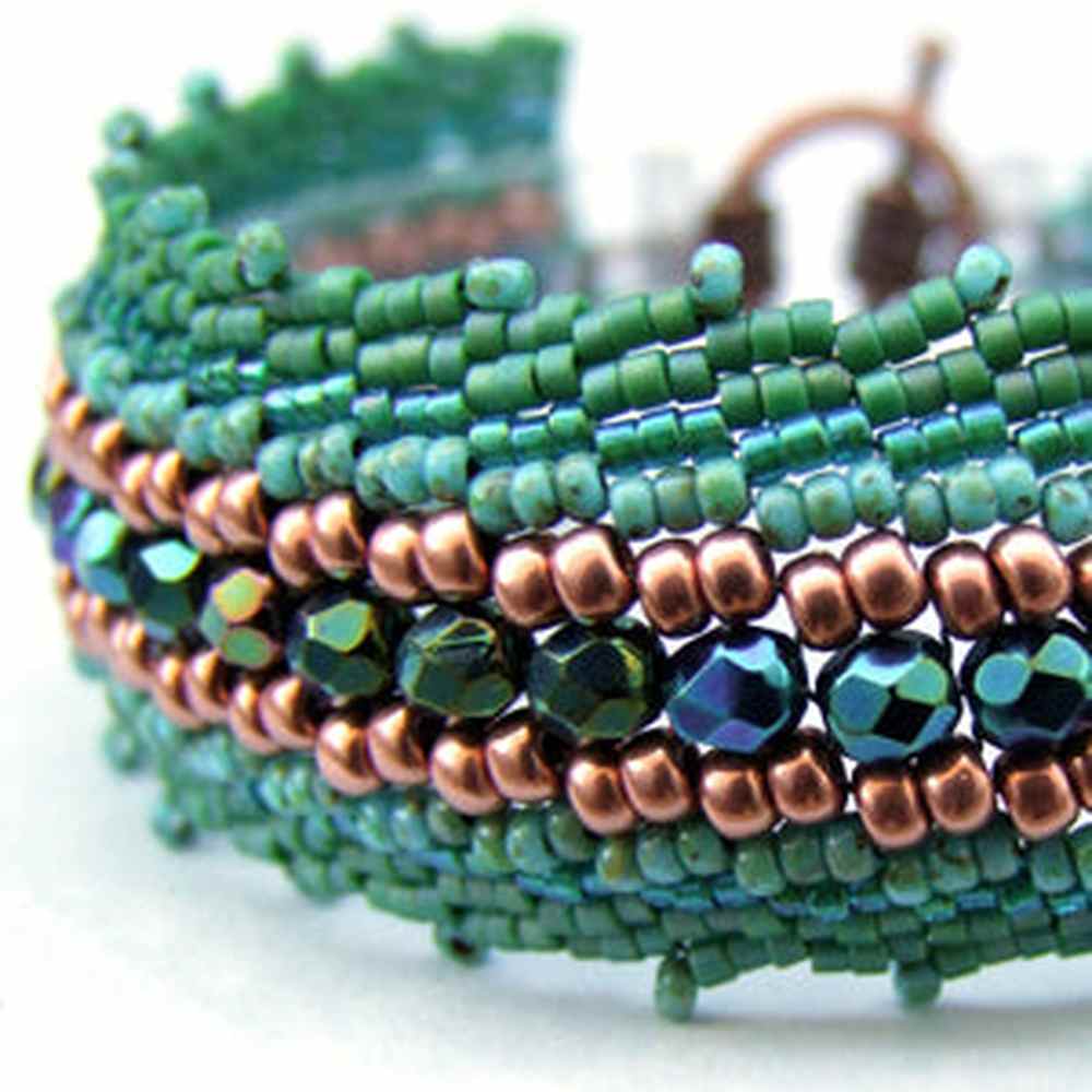 Three Drop Diagonal Peyote Bracelet Pattern by Carolyn Cave - Instant Download or Printed Copy