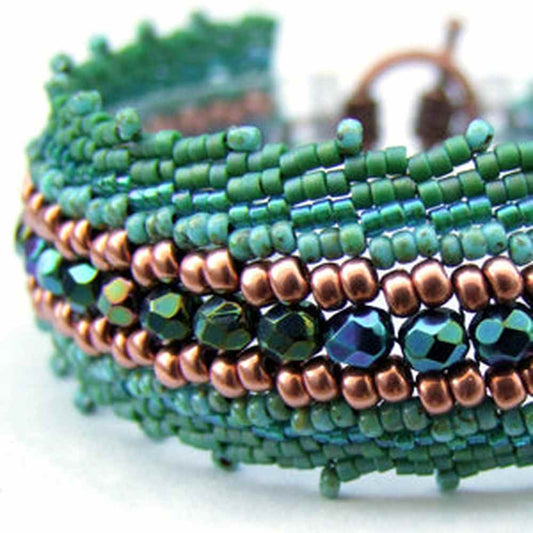 Three Drop Diagonal Peyote Bracelet Pattern by Carolyn Cave - Instant Download or Printed Copy