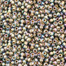 11/0 Toho Seed Beads - 10g Bag β Gold Lined Rainbow Black Diamond