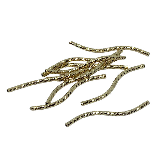24k Gold Plated Faceted Twisted Tube Beads 29x1.5mm - Pack of 10
